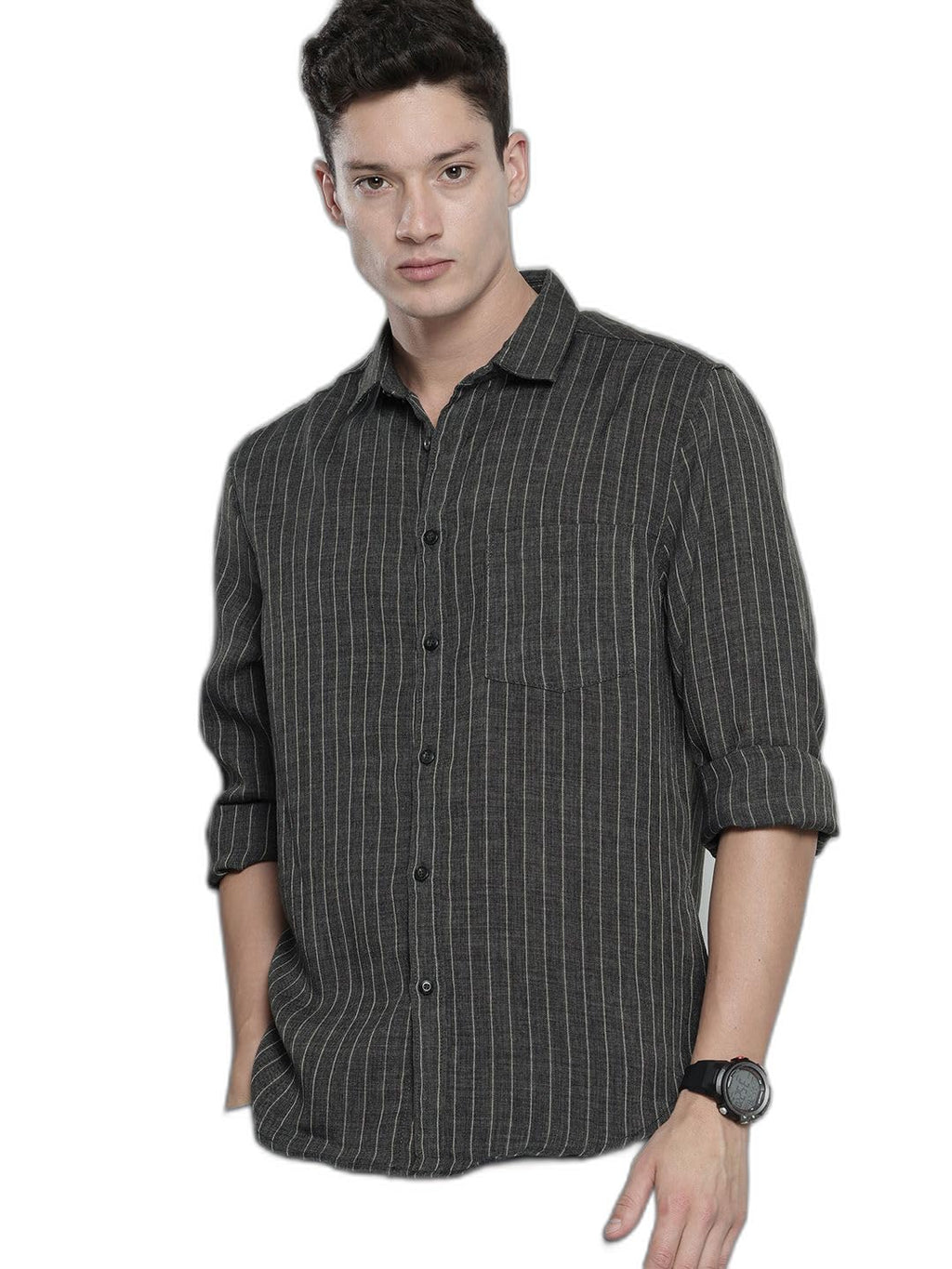 The Indian Garage Co Mens Striped Slim Fit Shirt