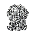 Gufrina WomenS Polyester Shirt With Pocket Half Raglan Sleeves Spread Collar Neck Geometric Printed Relaxed Fit And Standard Le