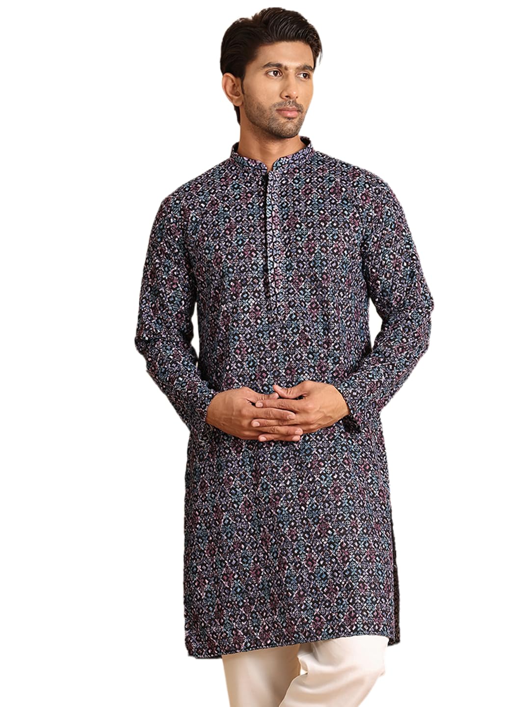 Jompers Mens Multi Embroidered Viscose Kurta