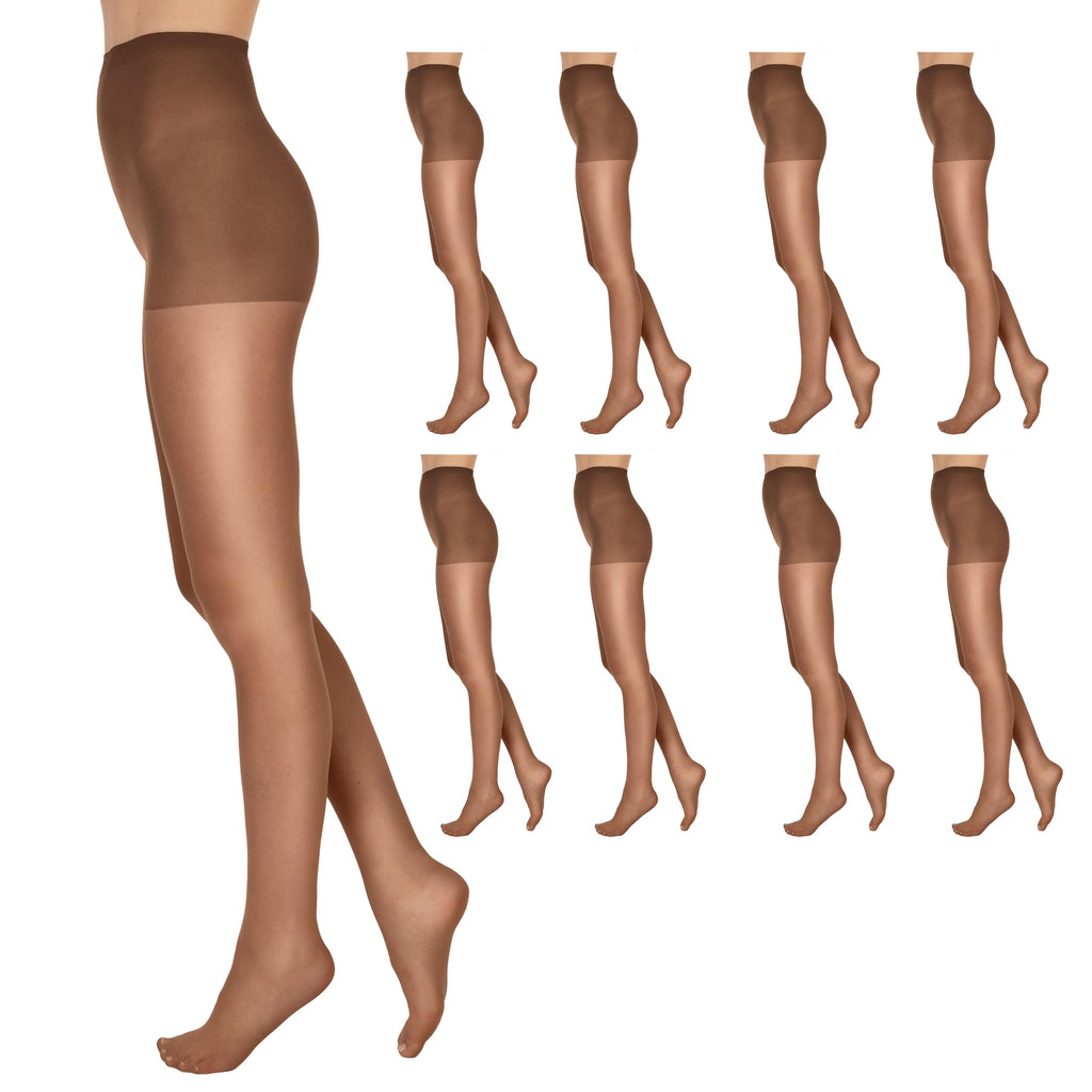 L'eggs Everyday Standard-Panty Sheer Toe Pantyhose for All Day Comfort, 100% Nylon, Suntan, Size Q (Pack of 8)