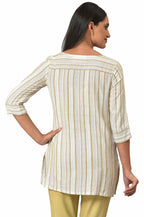 Aurelia Women'S Rayon Regular Beige Yarn-Dyed Kurti