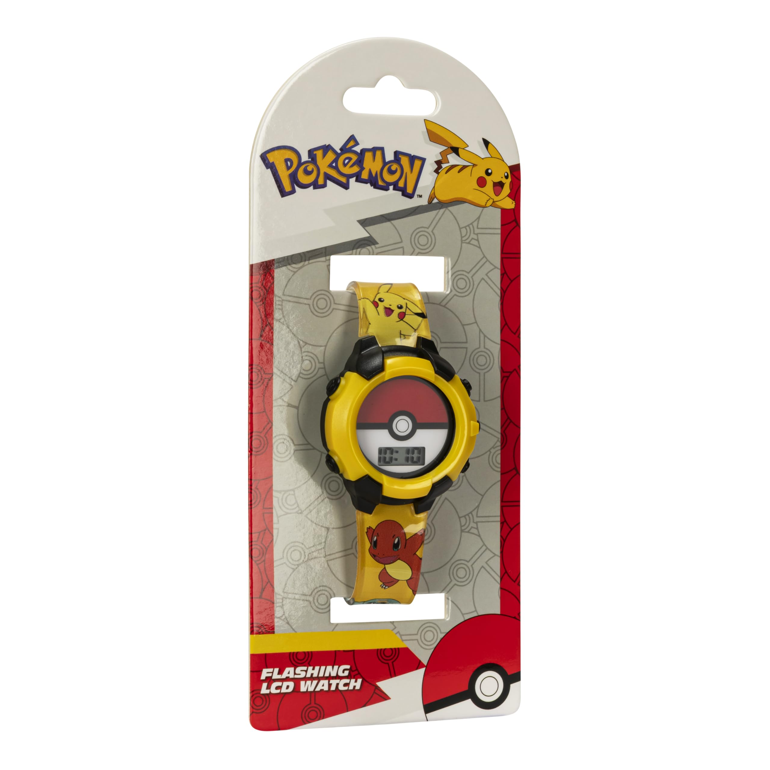 Accutime Kids Pokemon Pokeball Digital LCD Quartz Wrist Watch with Yellow Bezel, Cool Inexpensive Gift & Party Favor for Boys, G