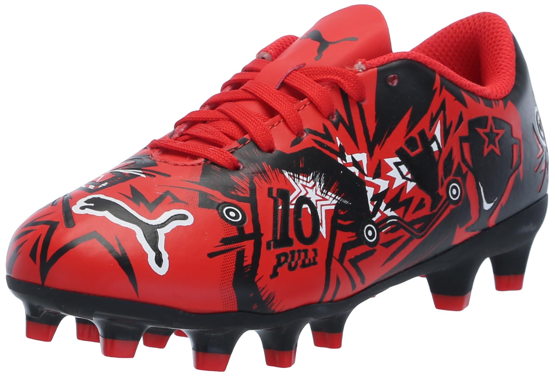 PUMA Ultra Play Firm Artificial Ground Sneaker, Red Black White, 10.5 US Unisex Big Kid