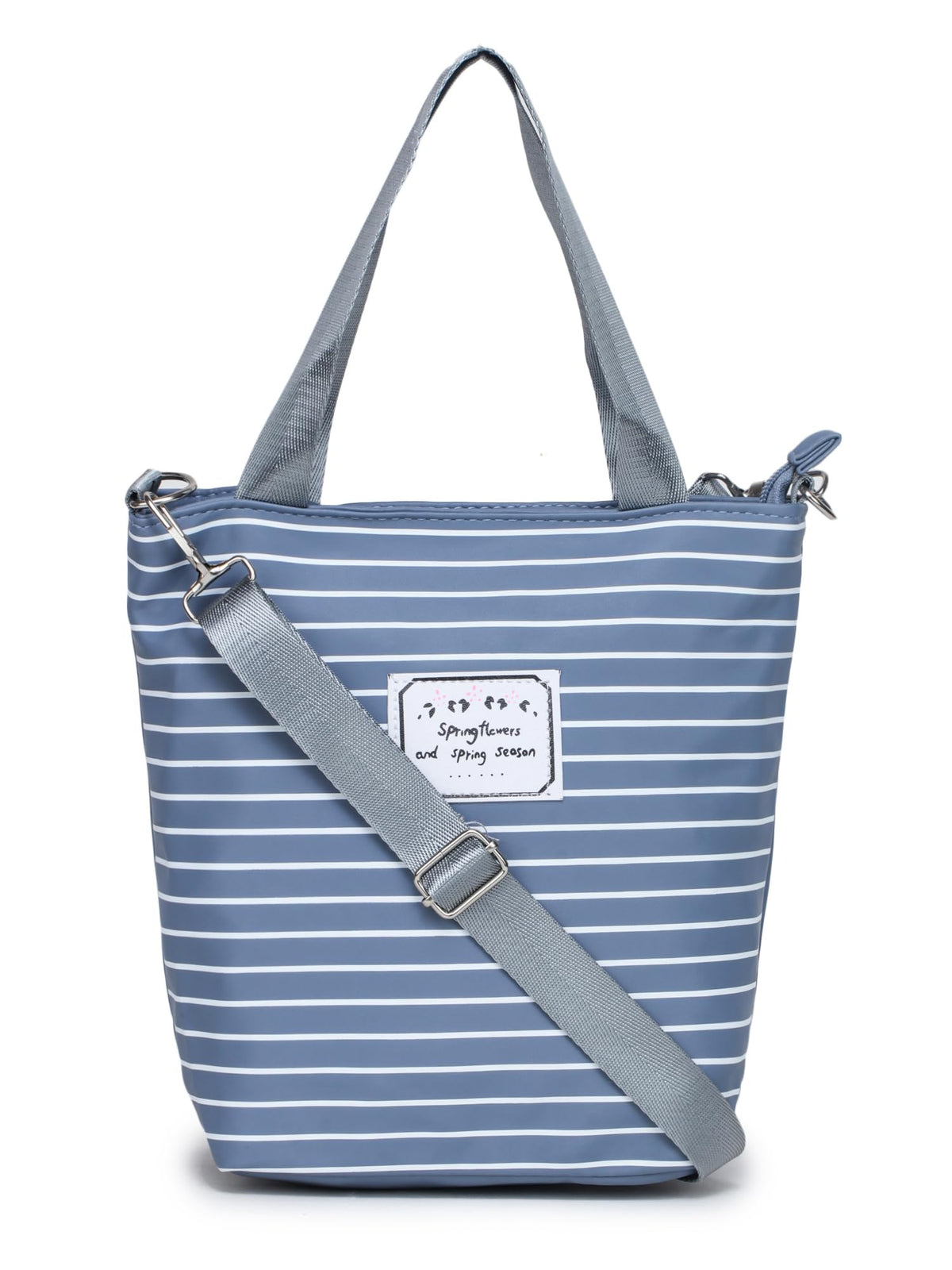 GLOSSY Polyester Blend Casual Sling Bag with Double Handle and detachable Belt, Lunch Box Bag (Blue) 25-2410