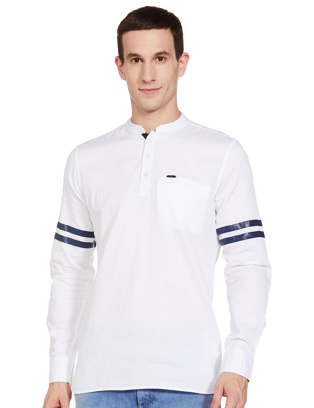 The Indian Garage Co Men'S Cotton Slim Henley Shirt (1220-Sk19L29-05_White X-Large)