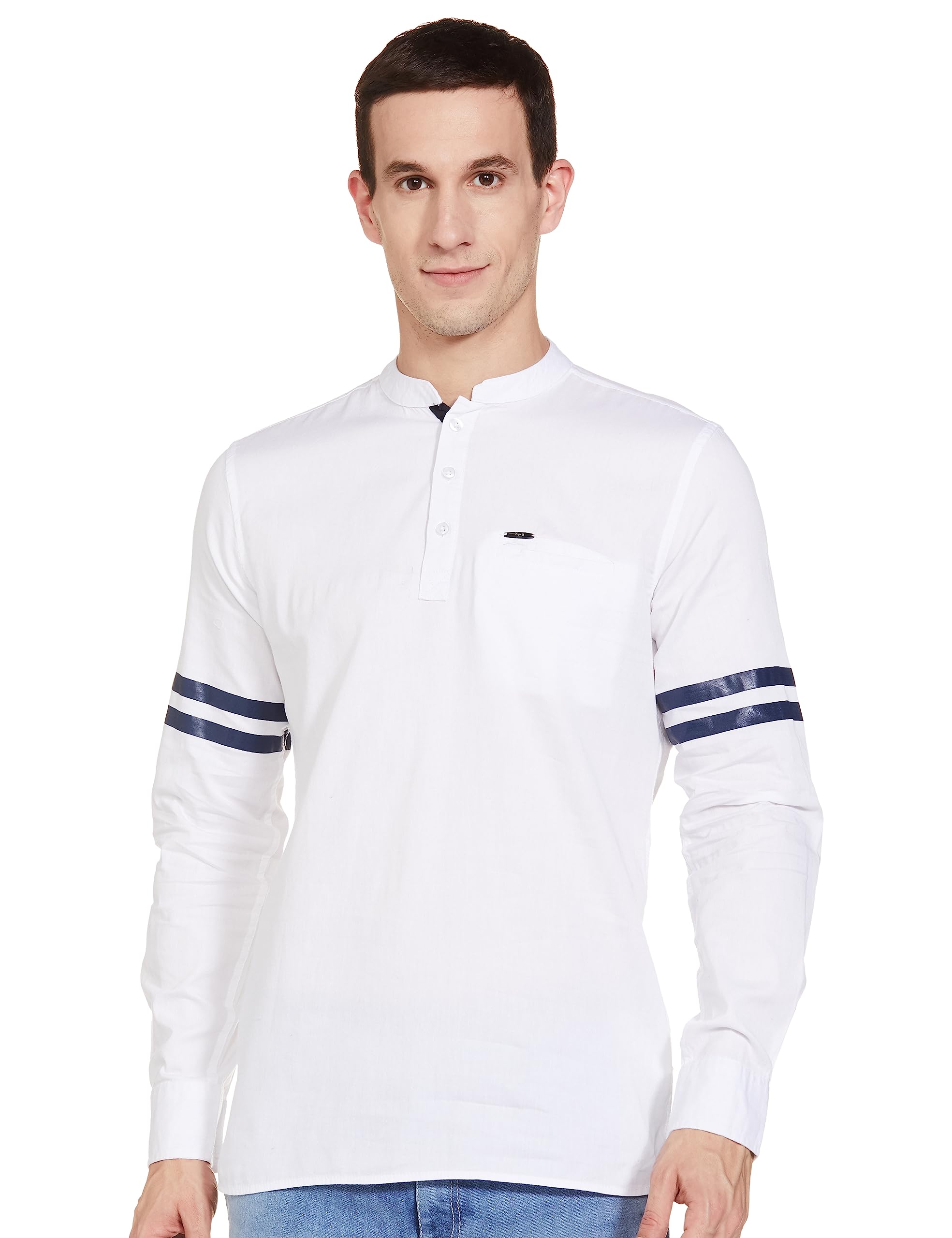 The Indian Garage Co Men'S Cotton Slim Henley Shirt (1220-Sk19L29-05_White X-Large)