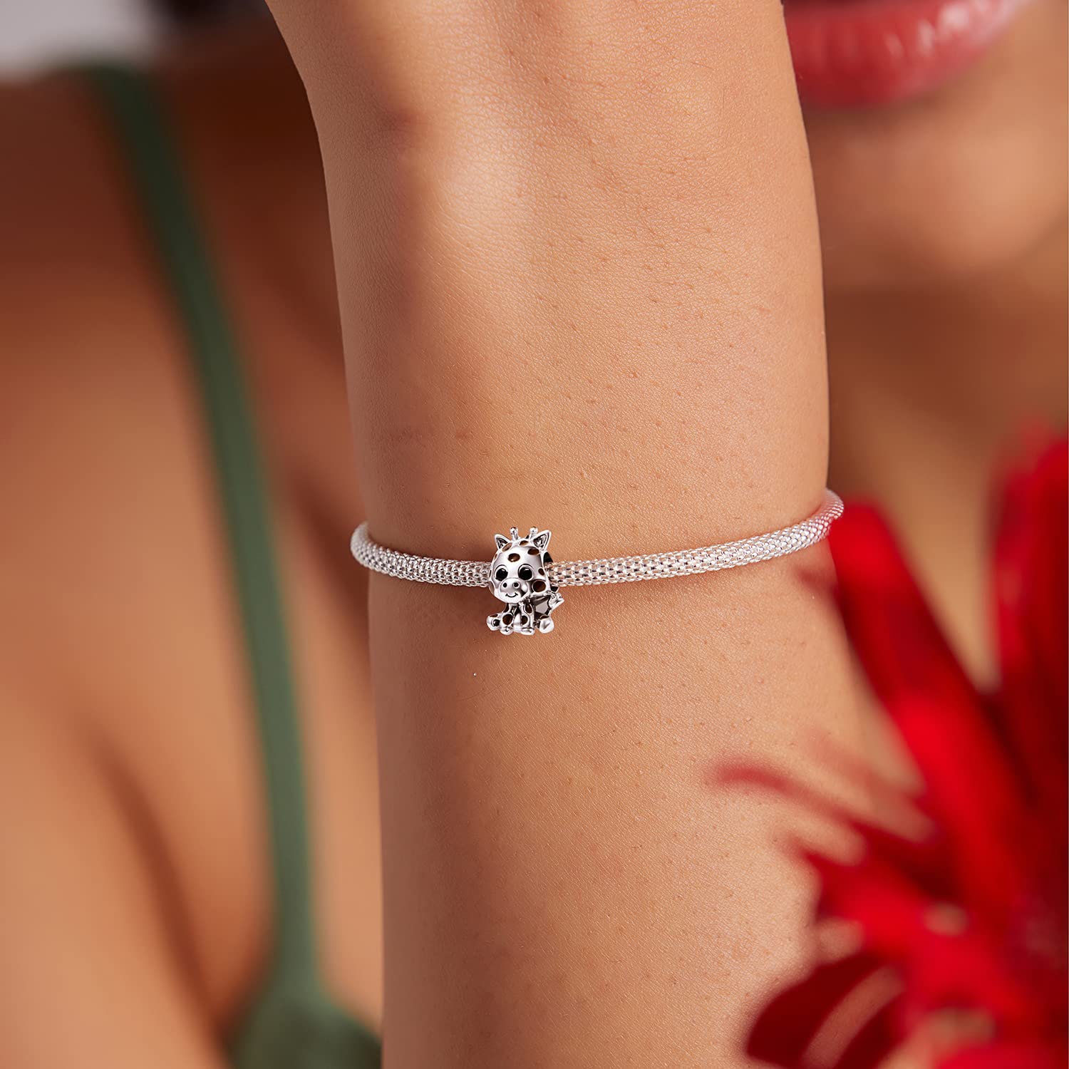 VOROCO Giraffe Charm for Bracelet, 925 Sterling Silver Animal Series Giraffe Charm for Bracelet, Mother's Day Birthday Christmas