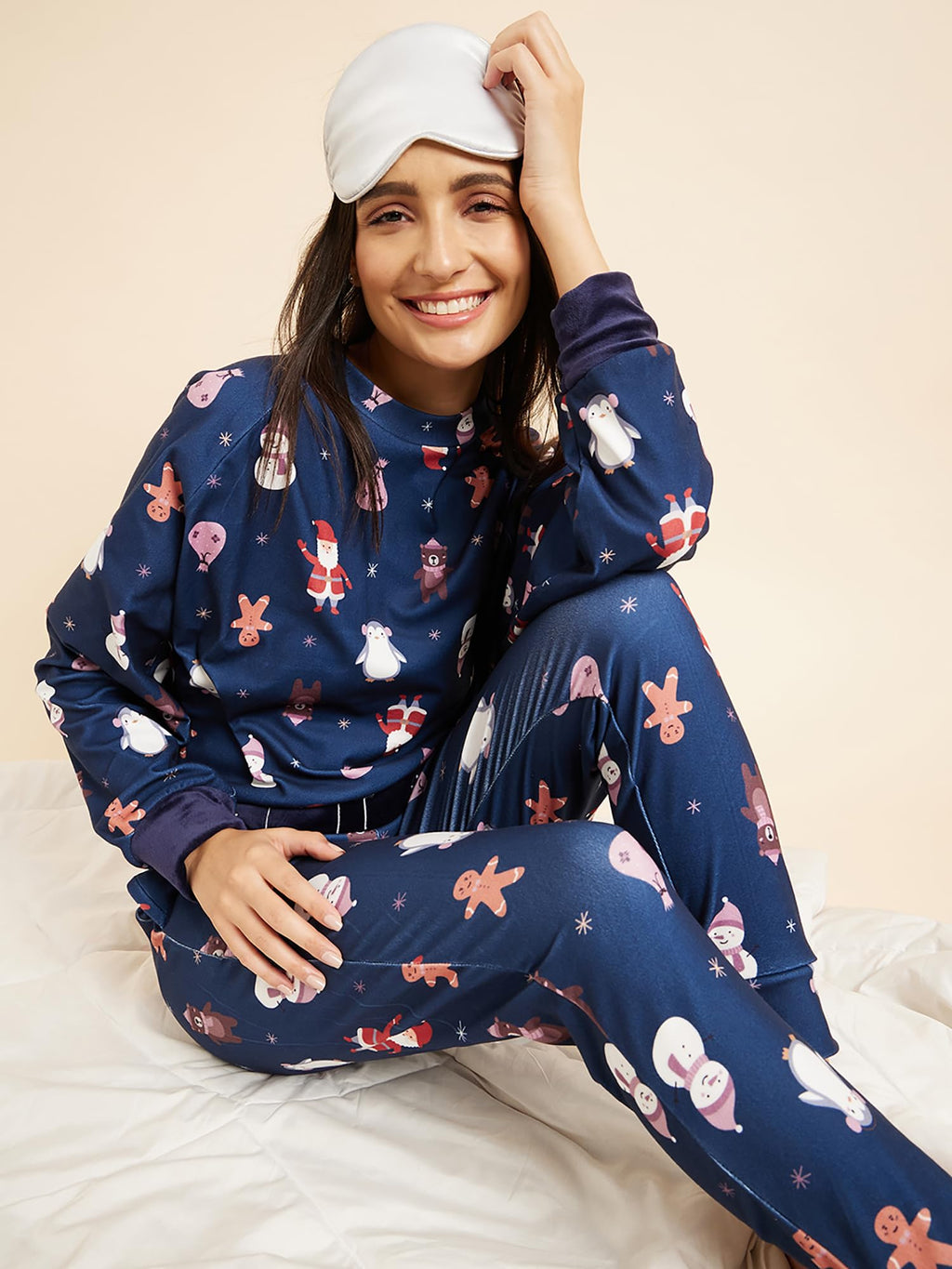 Sweet Dreams Women Printed Full Sleeves Pyjama Set