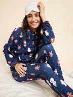 Sweet Dreams Women Printed Full Sleeves Pyjama Set