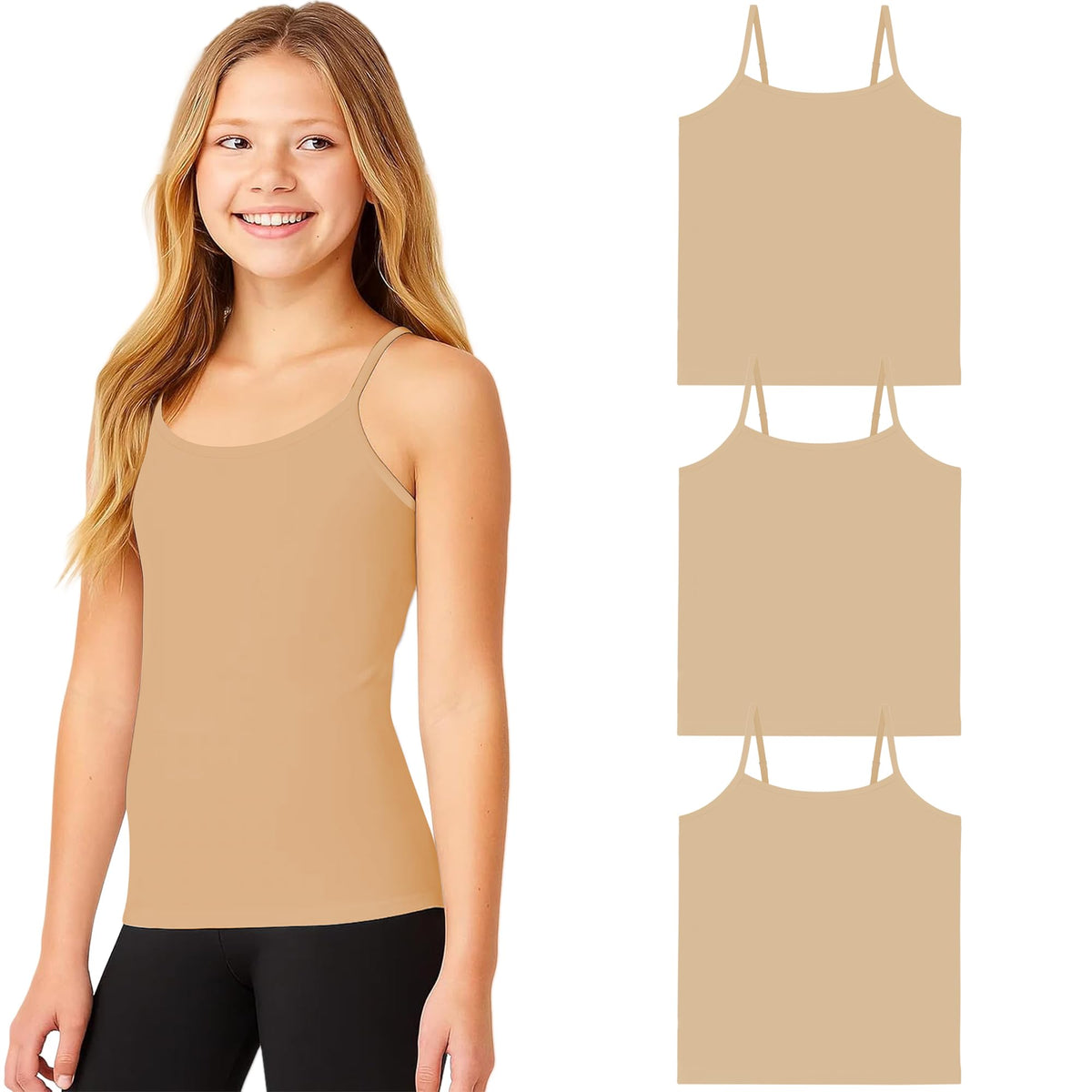 Pepperika Cotton Padded Camisole For Girls Starter Bra Innerwear Slip For Teen Girls Vest Cami With Adjustable Straps Covers Nip 15-16