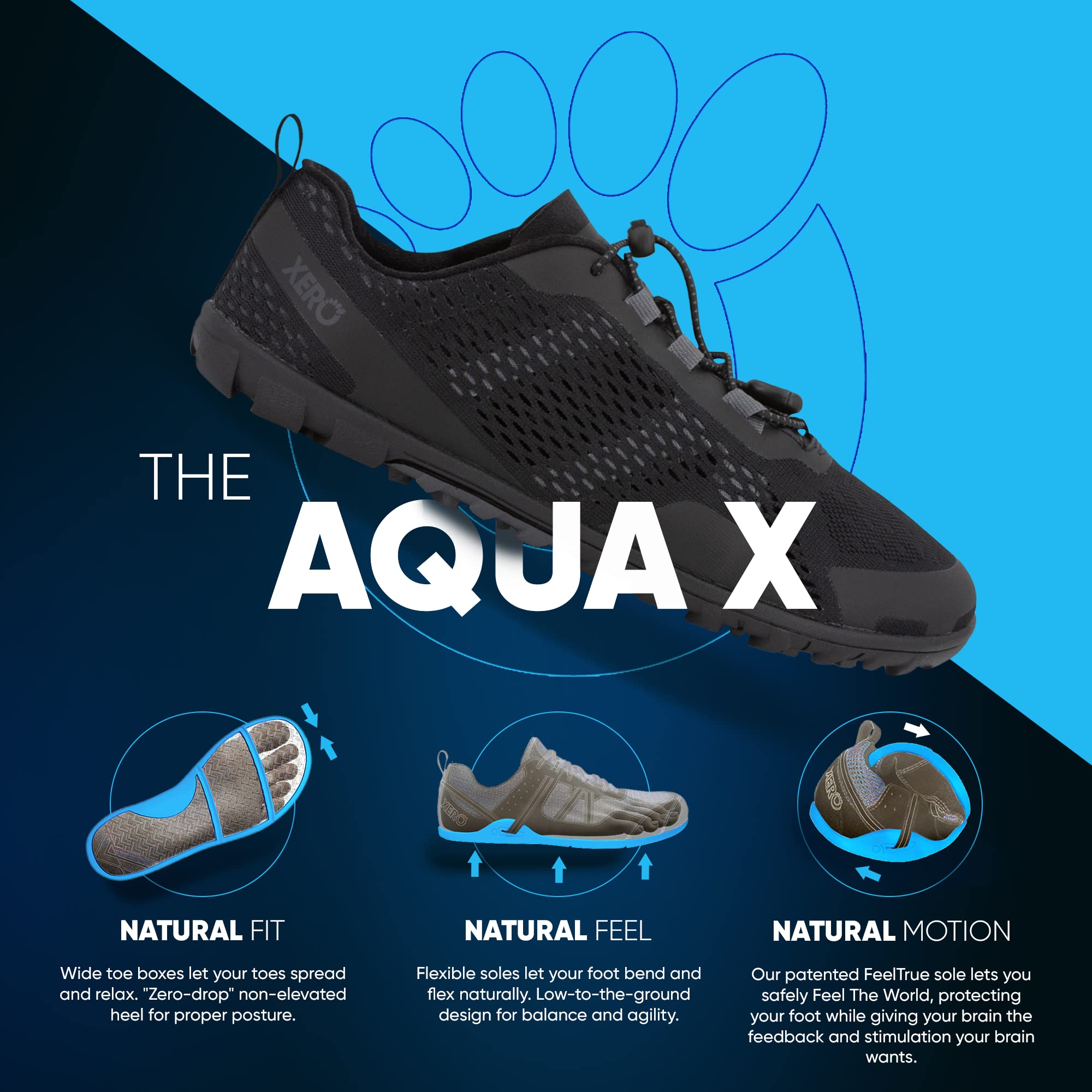 Xero Shoes Men's Aqua X Sport Barefoot Water Shoes, Black, 10.5