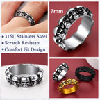 FaithHeart Skull Rings Punk Stainless Steel Biker Ring for Men Great Halloween Costume Decorations