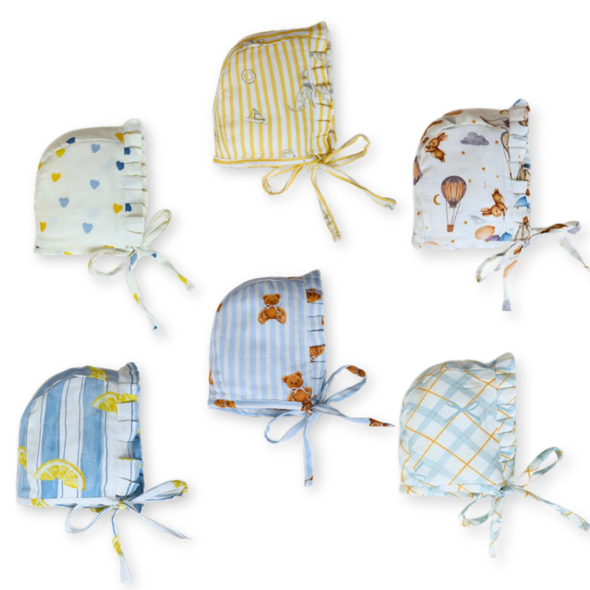Cocoon Care Bamboo Organic Cotton Caps For New Born Baby | Bonnet Cap | Soft & Breathable Newborn Caps | Pack Of 6 | 03M 0-3