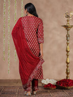 Anubhutee Ethnic Motif Printed Straight Kurta Trouser Set With Dupatta