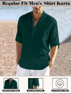 Finivo Fashion MenS Cotton Blend Solid Full Sleeve Combo Short Kurta Shirt