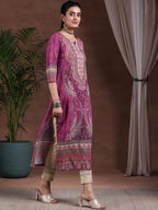 Libas WomenS Crepe Paisley Straight Kurta (292610R Mauve