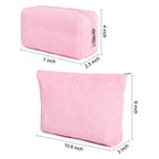 SOIDRAM 2 Pieces Makeup Bag Large Corduroy Cosmetic Bag Capacity Canvas Mix Travel Toiletry Bag Organizer Cute Makeup Brushes Ae