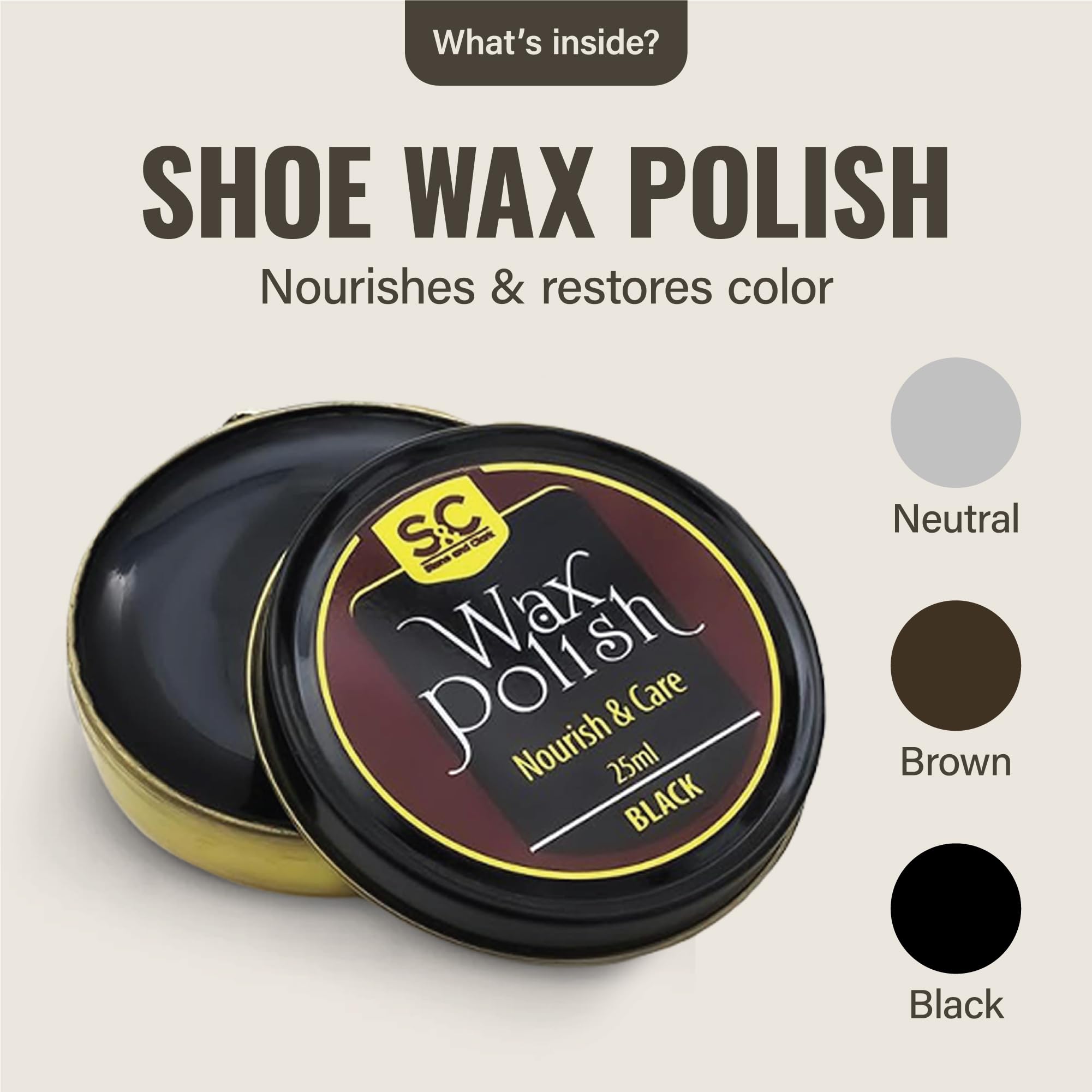 Stone & Clark 12PC Shoe Polish & Care Kit, Leather Shoe Shine Kit with Brown Wax, Shoe Brushes for Polishing, Shine Cloth & Shoe