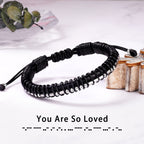 Bracelets for Men Motivational Gifts for Boyfriend Morse Code Jewelry Anniversary Leather Bracelets for Husband Classmate Son Br
