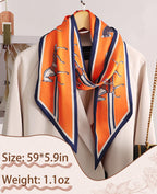 Clysoru Silk Neck Scarf Printed Scarves Head Women'S Fashion Oblique Angle Satin Scarfs For Bag Hair 59    X 5.9    (Orange blue