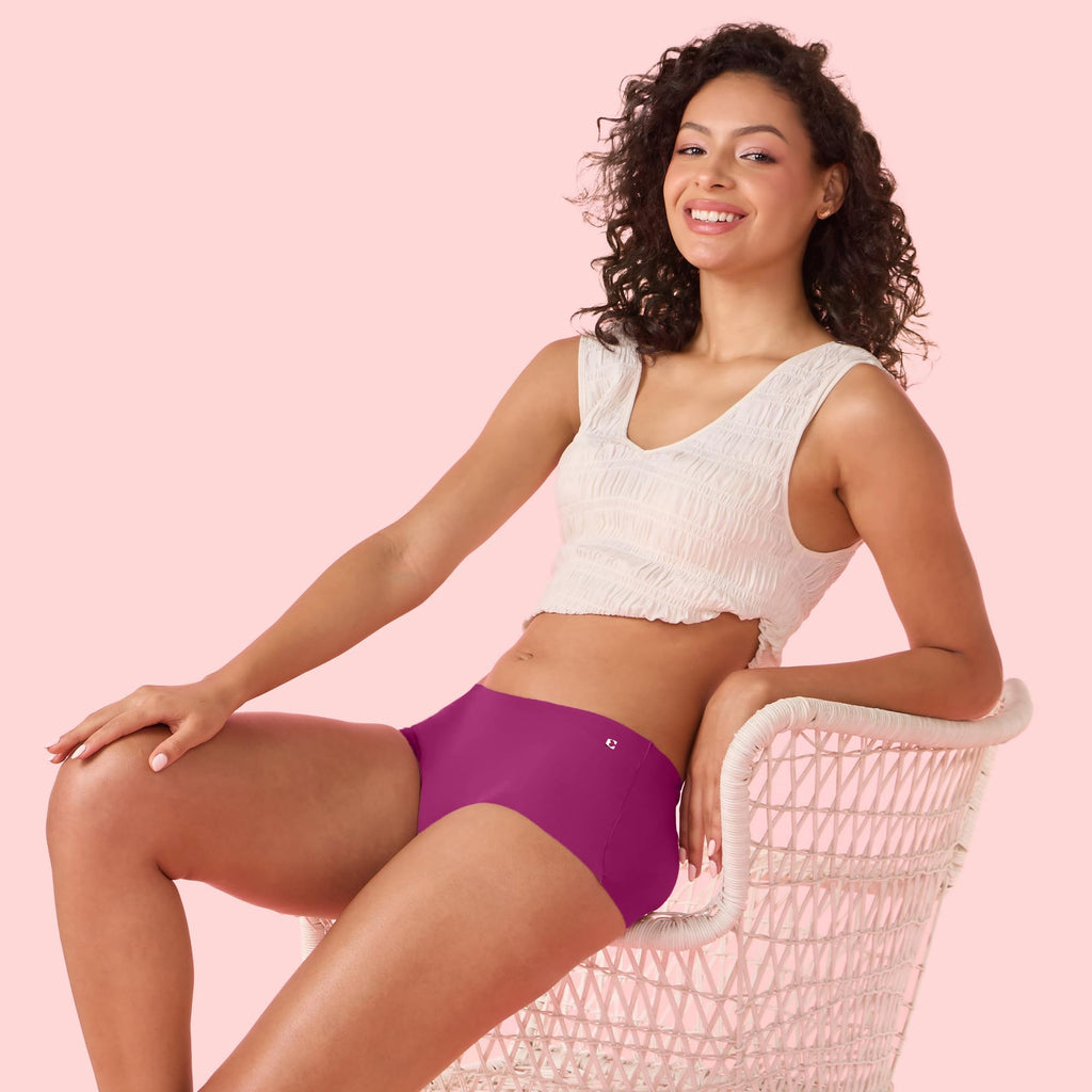 Enamor Innovations Invisi, All Day Comfort, Mid Waist Boyshorts Panty for Women - No Visible Panty Lines, Breathable, Sweat Wick