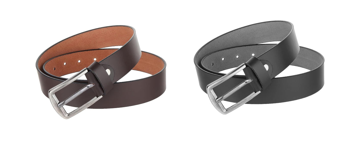 Real Leather Belt For Men Original Formal, Branded/Black And Brown Combo Of 2 Belt  Genuine Leather Belt: 36