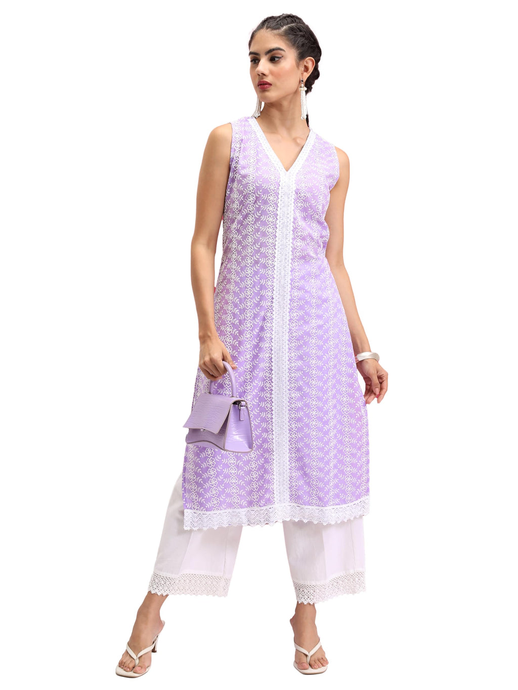 Ketch WomenS Polyester Blend Regular Kurta (Khku000494_Purple