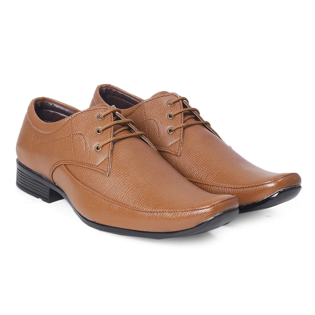 Global Rich Mens Tan Faux Leather Office Wear Derby Formal LaceUp Shoes 8