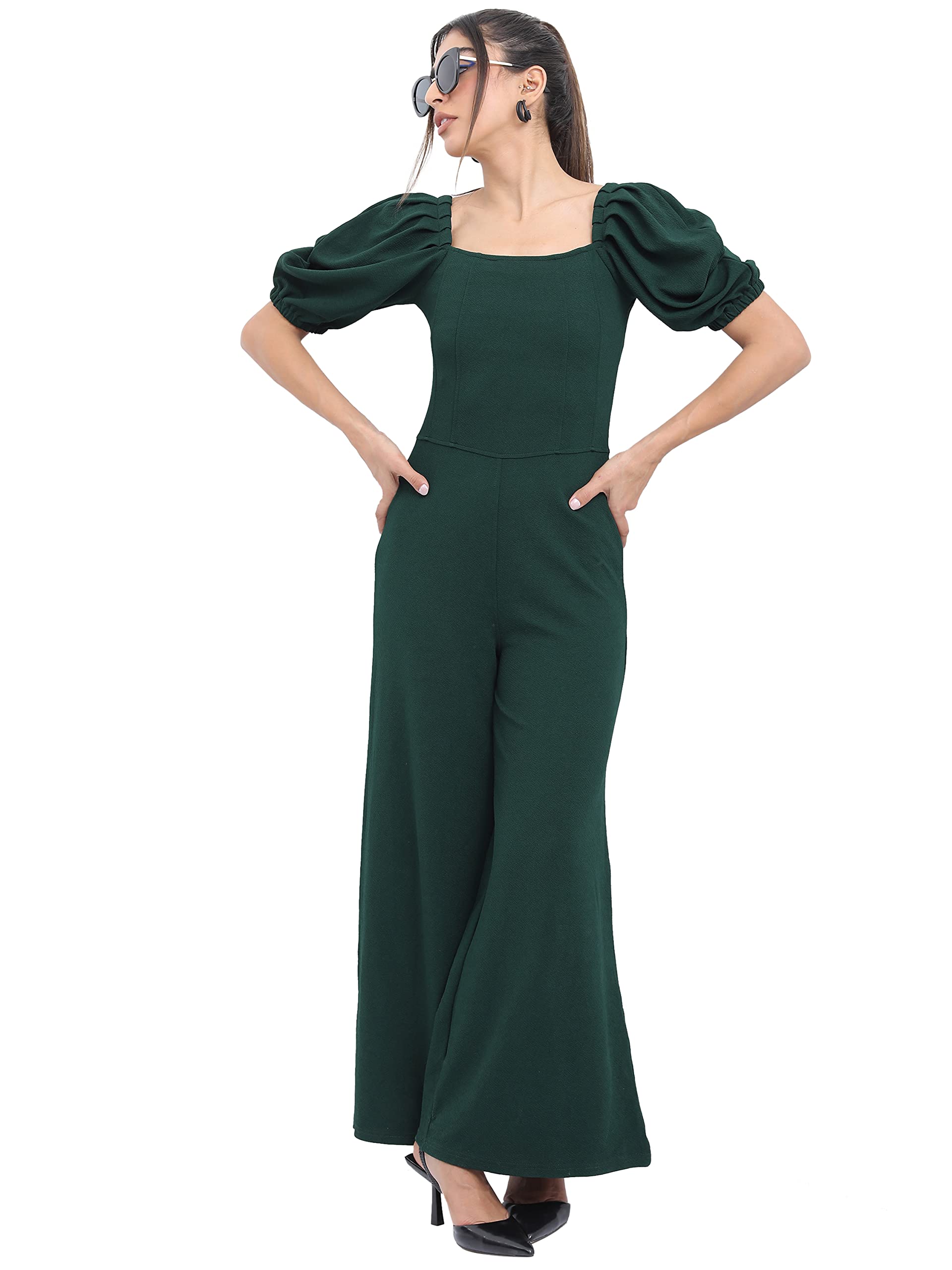 Ketch Women Puff Sleeve Flared Jumpsuit