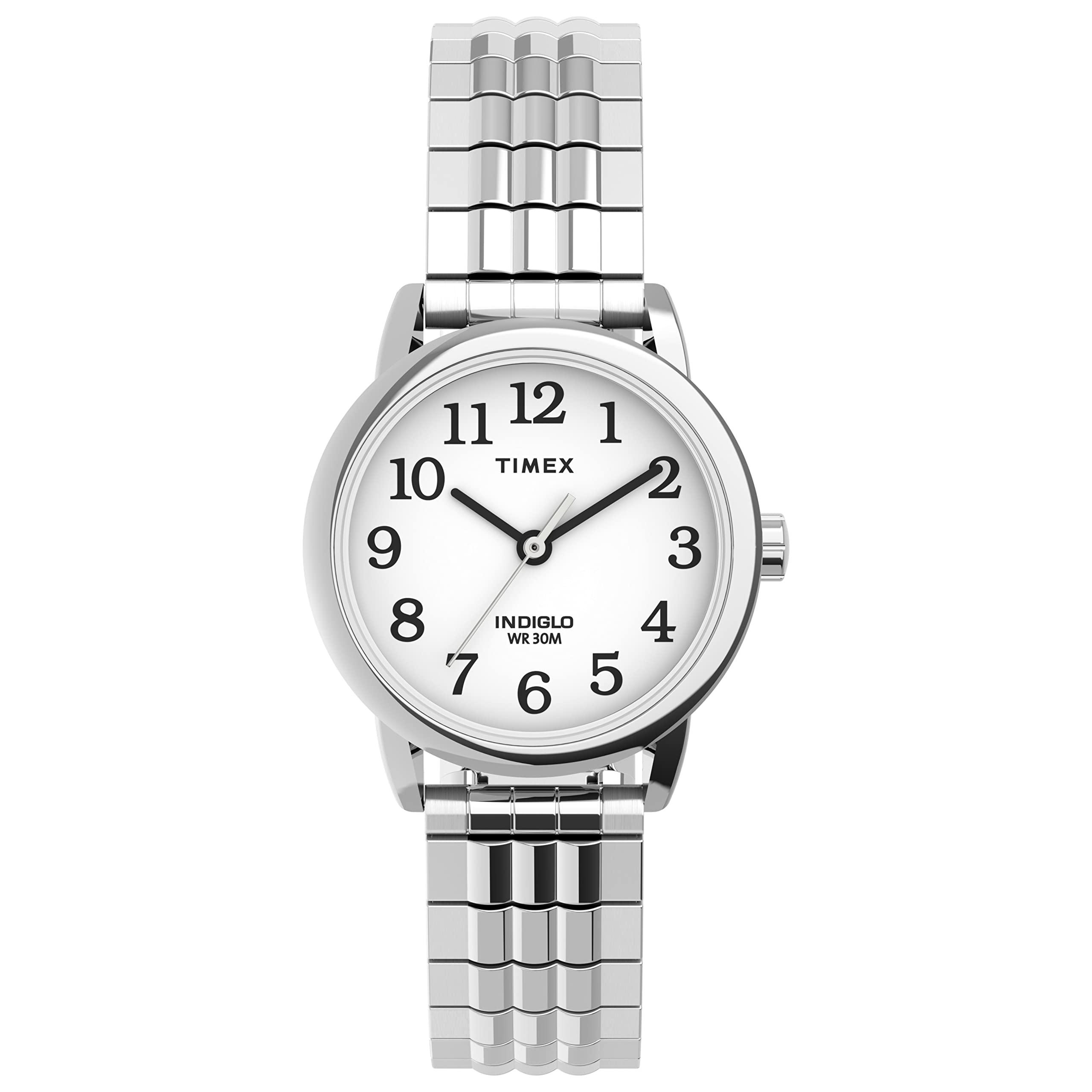 Timex Women's Easy Reader 25mm Perfect Fit Watch - Silver-Tone Case White Dial with Silver-Tone Expansion Band