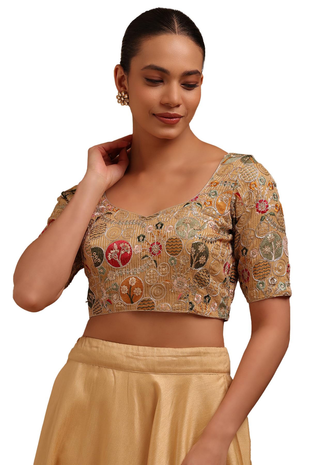 Soch Women Georgette Embroidered Padded Blouse with Zari