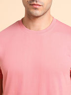 Dennis Lingo MenS Pink Slim Fit Solid Round Neck T-Shirt