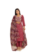Womanista Women'S Velvet Kurta Pant With Dupatta Set(Kurtaset_1247_Pink_M)