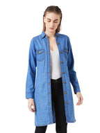 Miss Chase Womens Polo Neck Full Sleeves Light Weight Denim Knee-Long Shrug (MCSS25DEN68-60-550-06, Celtic blue, XL)