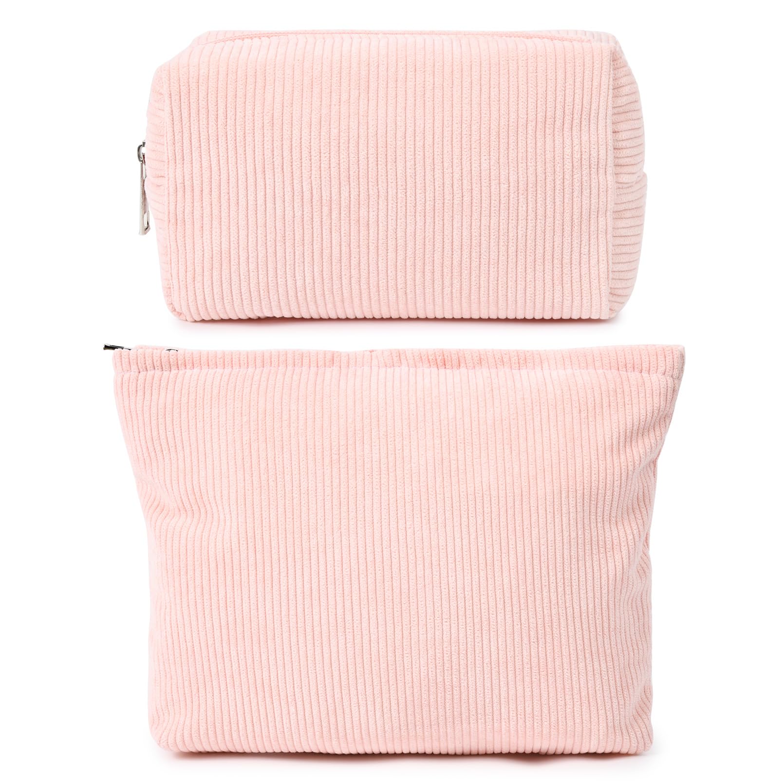 SOIDRAM 2 Pieces Makeup Bag Large Corduroy Cosmetic Bag Capacity Canvas Mix Travel Toiletry Bag Organizer Cute Makeup Brushes Ae