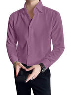 Greciilooks MenS Formal Button Down Shirt  Slim Fit Office Wear ShirtS For Men | Textured Long Sleeve Cotton Blend | Business 