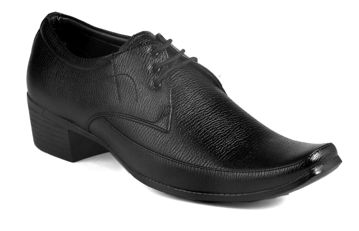 BXXY Black Height Increasing Formal Laceup Derby Shoe for Men 10
