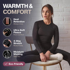 Thermajane Long Johns Thermal Underwear for Women Fleece Lined Base Layer Pajama Set Cold Weather (X-Large, Christmas Print)