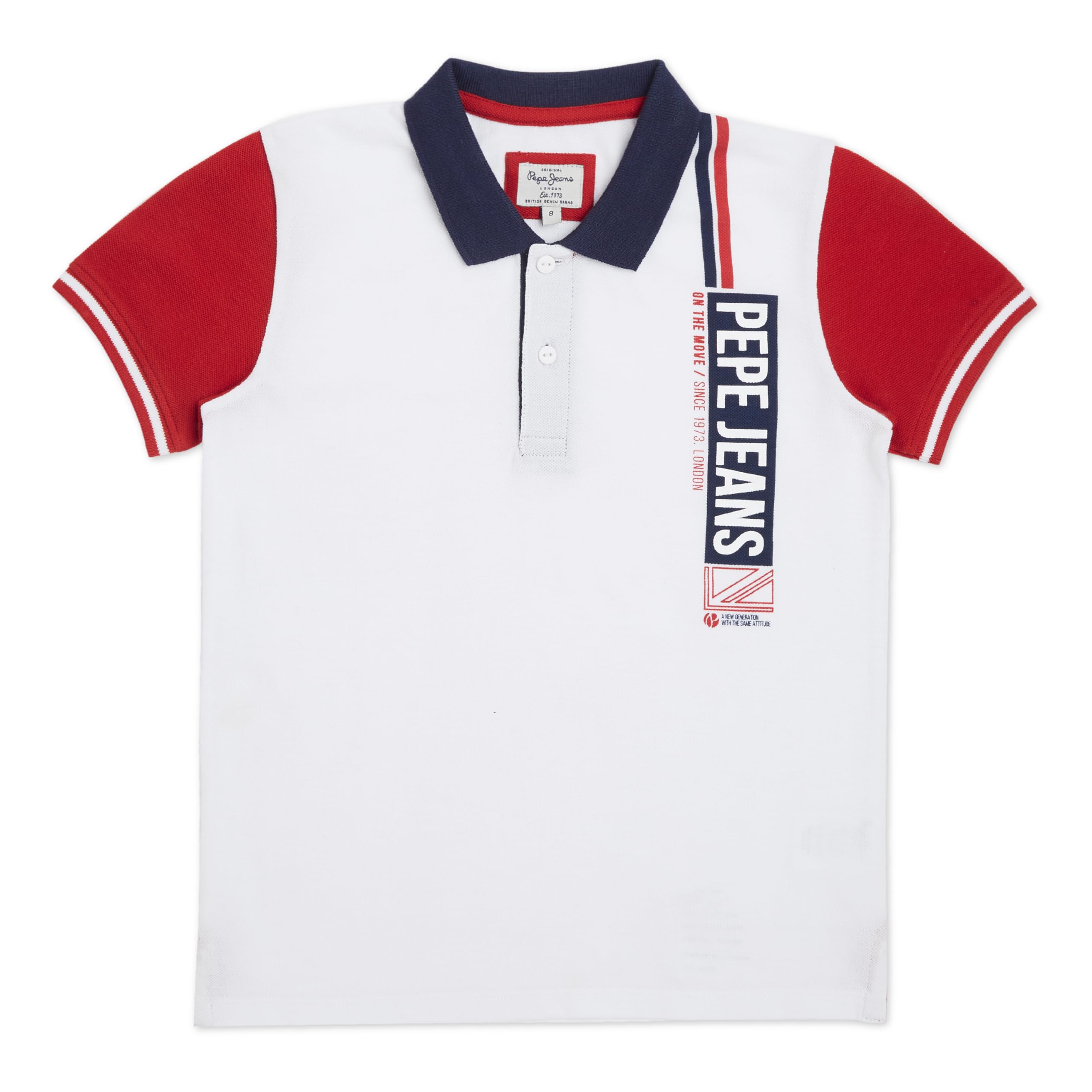 Pepe Jeans Boys Regular Fit Colour Block T-Shirts White