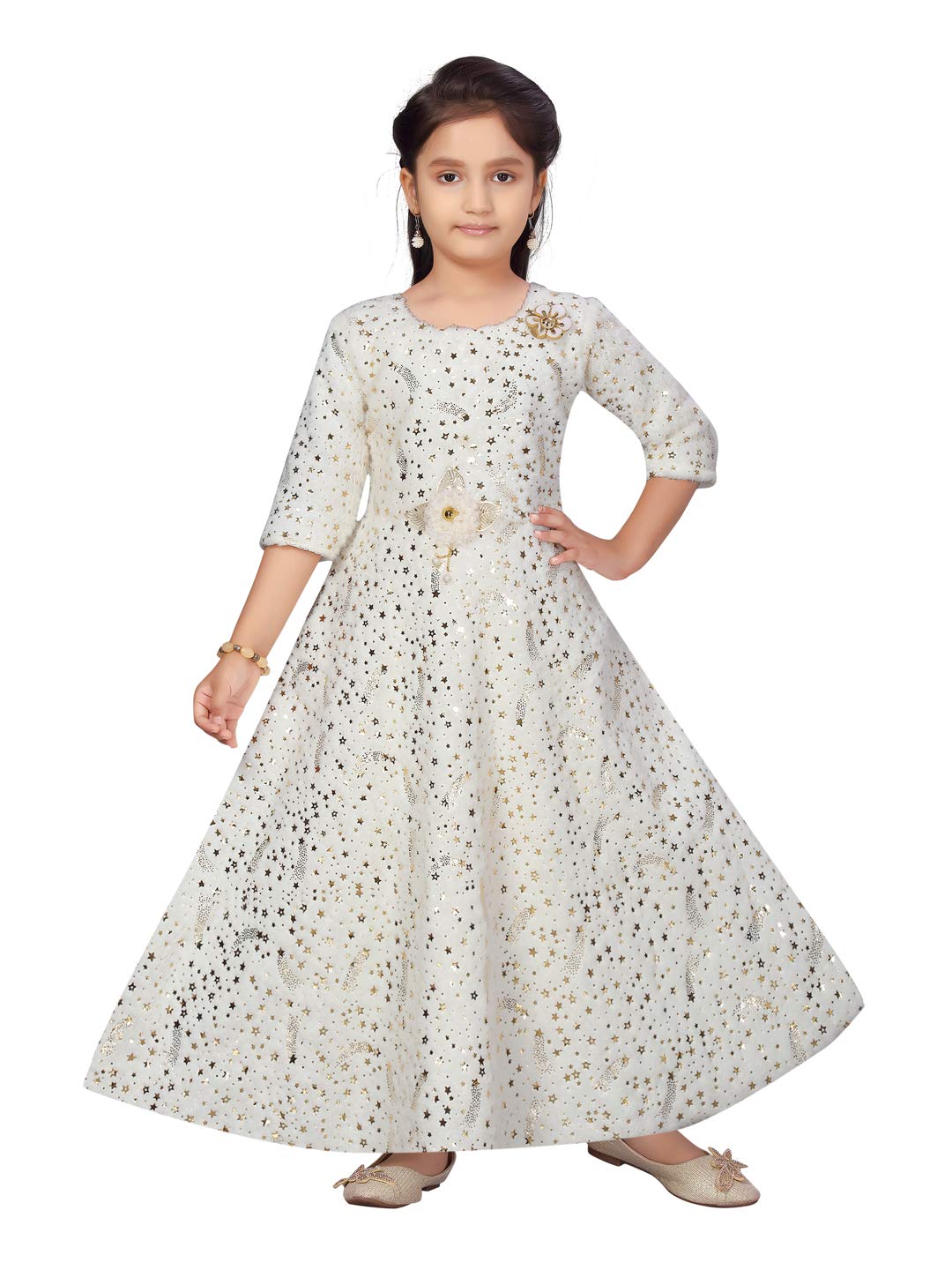 Aarika Wool Blend Skater Special Occasion Dress (G-14917_Cream_24)