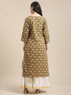 Varanga Women Mustard Yellow Ethnic Motifs Printed Gotta Patti Kurta