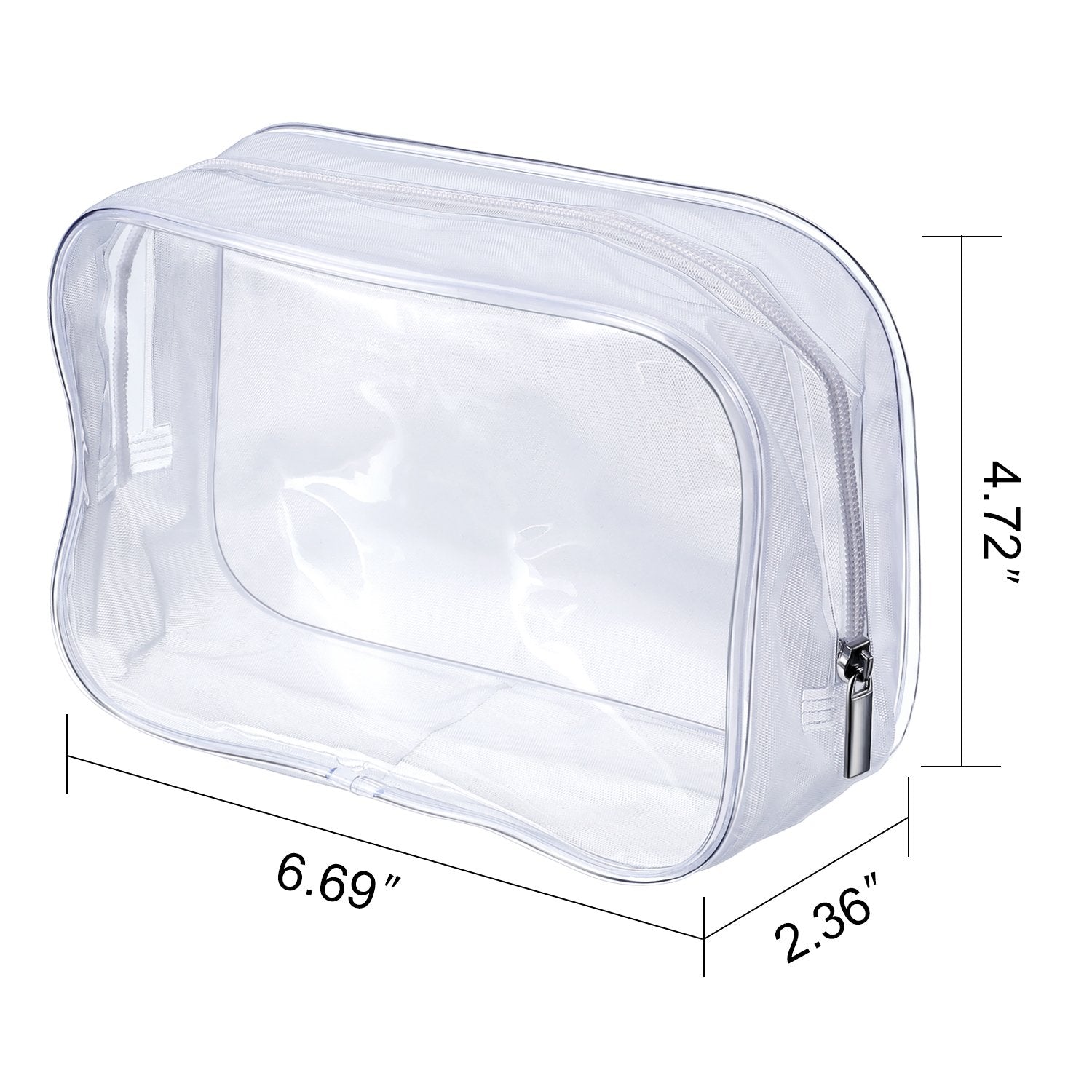 Pangda 5 Pack Clear PVC Zippered Toiletry Carry Pouch Portable Cosmetic Makeup Bag for Vacation, Bathroom and Organizing