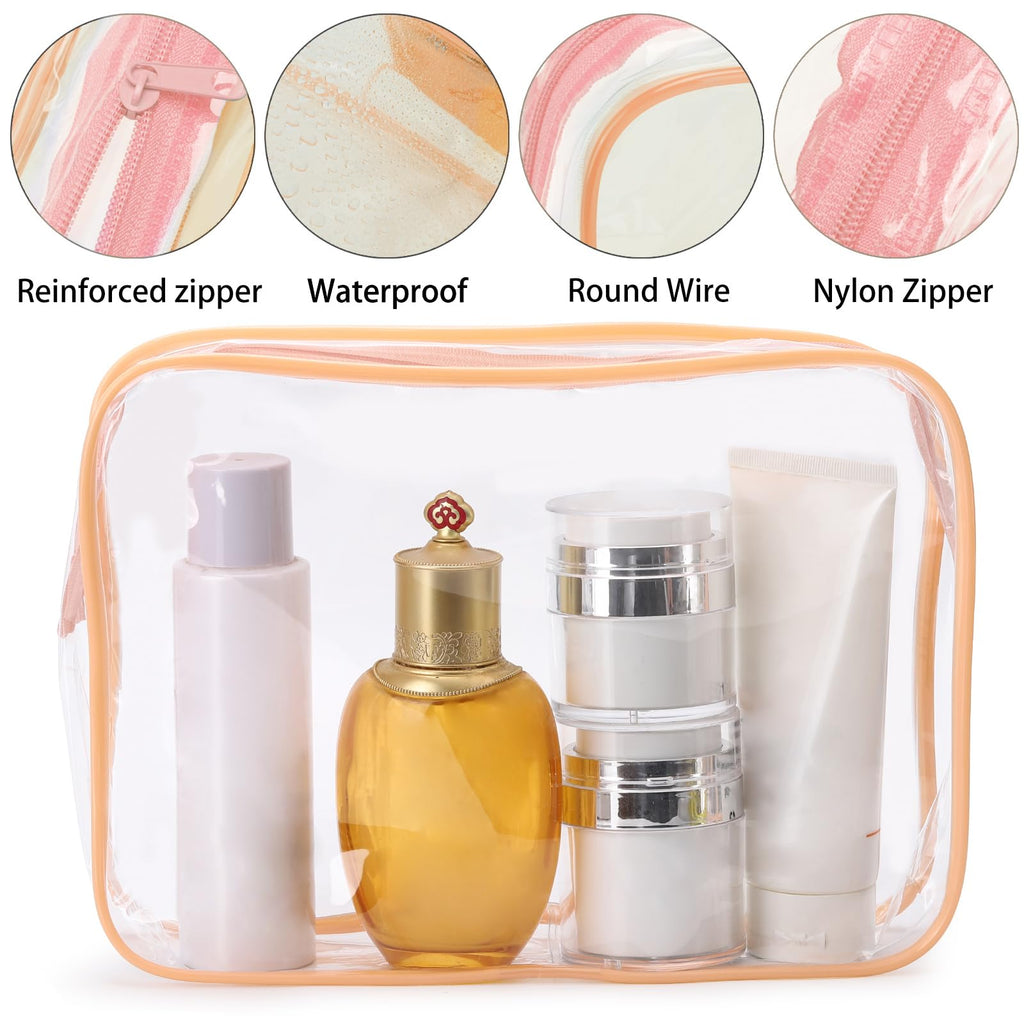 Tbestmax 10 Pack Clear Cosmetic Bags Makeup Bags Portable Waterproof TSA Approved Travel Toiletry Bags Large Organizer