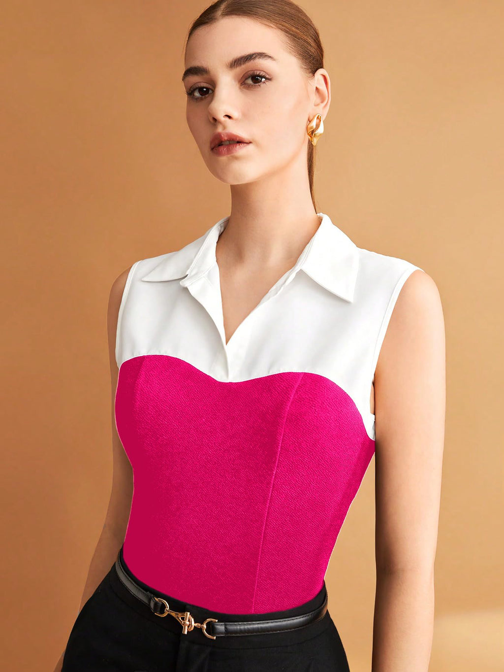 RARE Womens Solid Slim Fit Blouse (EP8173A_Hot Pink