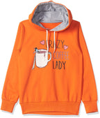 T2F Girls Cotton Hooded Neck Regular Fit Hoodie (GLS-SS-36_Orange_13-14 Years)