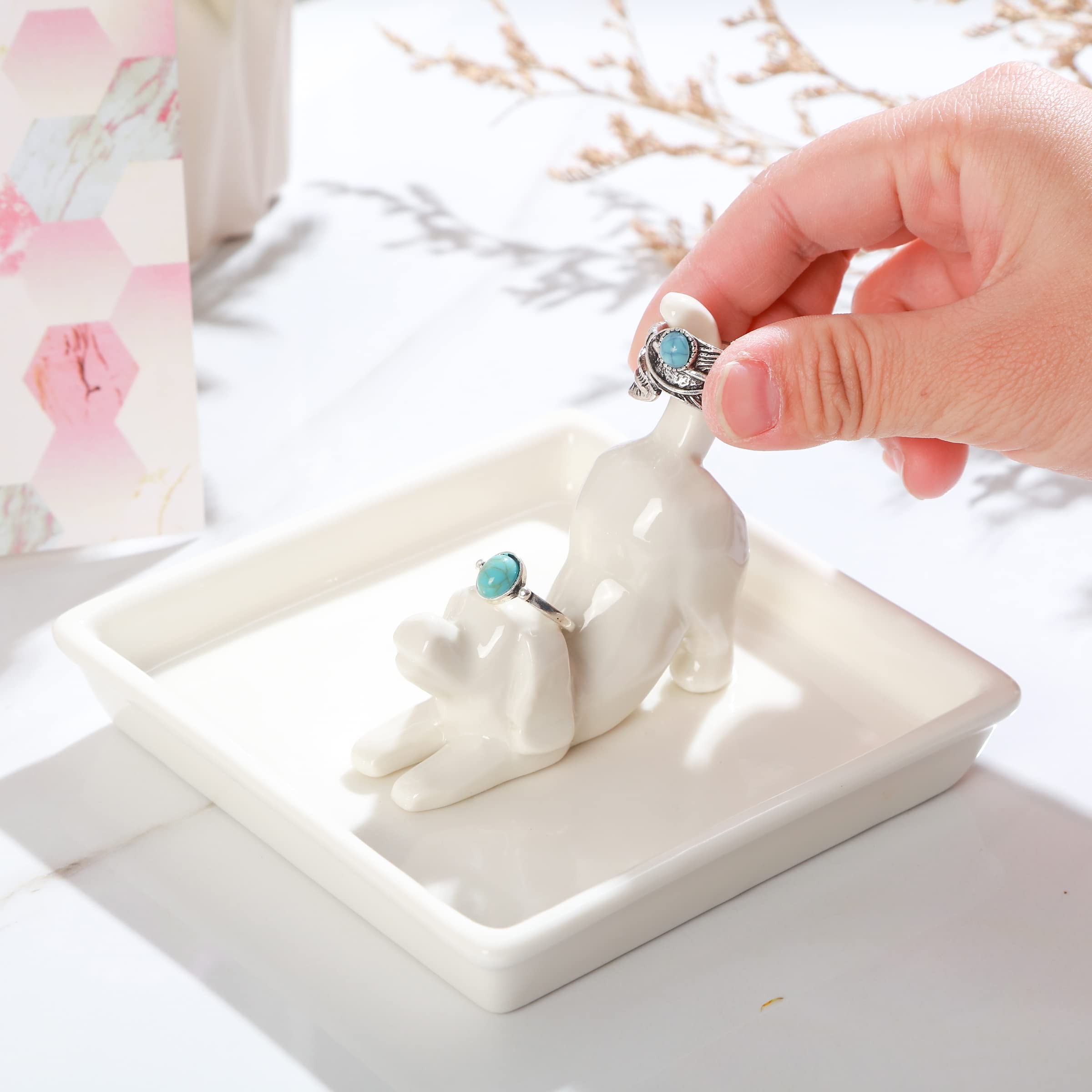 PUDDING CABIN Dog Mom Gifts for Women, Dog Ring Holder Dish Jewelry Holder, Dog Lover Gift for Women Friends Female Mom Grandma