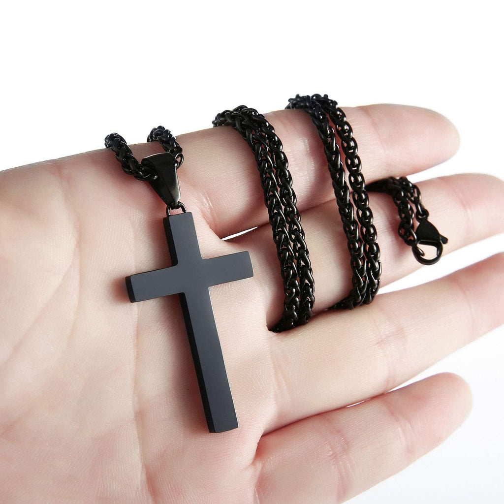 P. BLAKE Cross Necklace for Men Boys, Stainless Steel Mens Cross Pendant Chain Christian Religious Jewelry Valentine Christmas G
