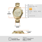 Fossil Women's Modern Courier Quartz Stainless Chronograph Watch, Color: Gold (Model: BQ3378)