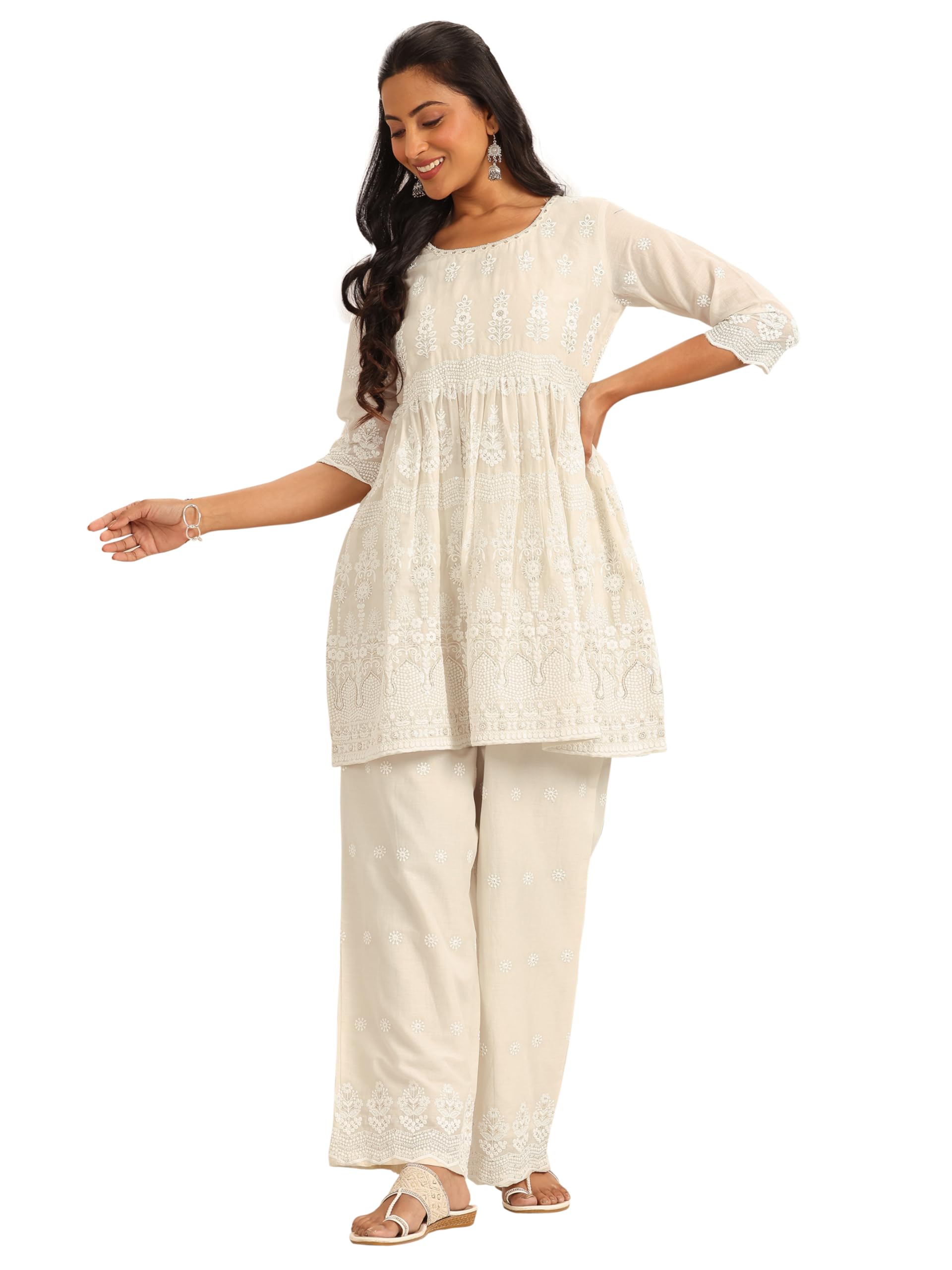 Libas Womens Embroidered Cotton Co-Ord Set For Women