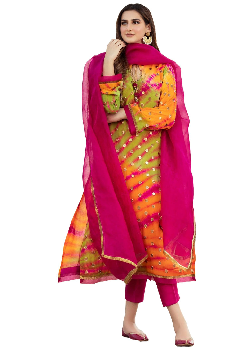 ANNI DESIGNER Women Rayon Viscose Straight fit Printed Kurta with Pant & Dupatta (Rubicon Multi_M_Multicolor_Medium)